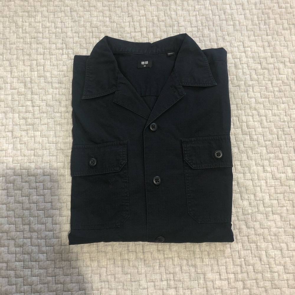 Mens: oversized work shirt (Uniqlo) XS / Navy